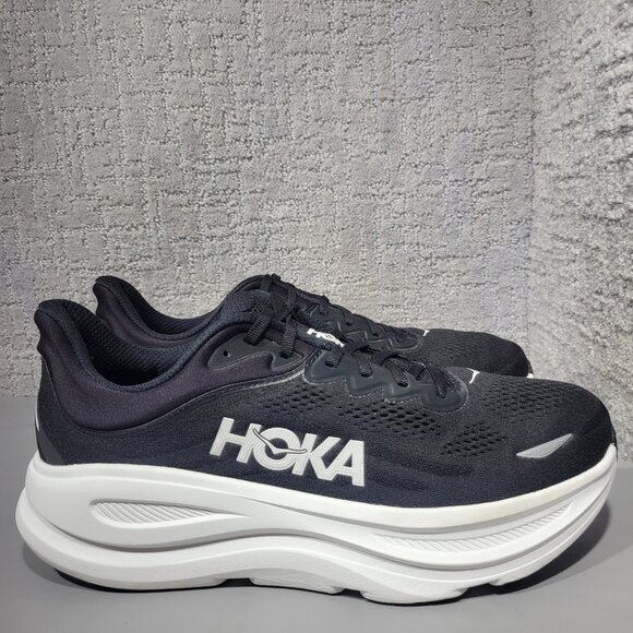 Hoka One One Bondi 9 Men's Size US 12D Black White Athletic Running Sneakers. - Picture 8 of 15